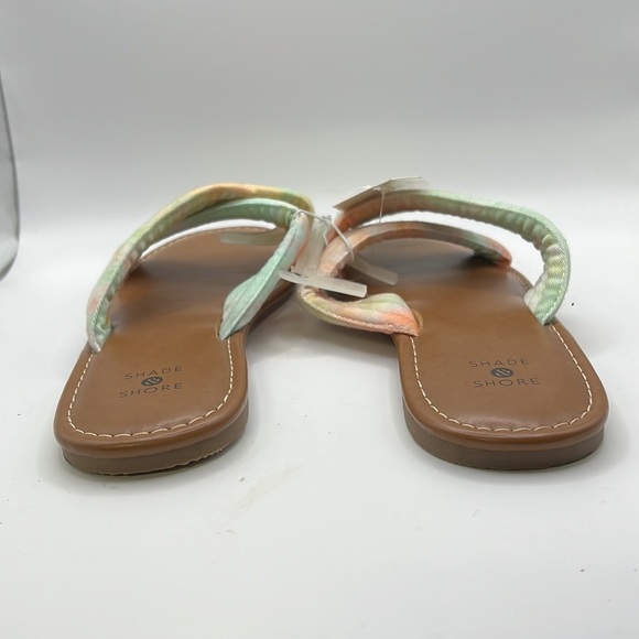 NWT Shade & Shore Slip On Sandals Colorful Tie Dye Rainbow Pink Green Womens 7 - Picture 4 of 12